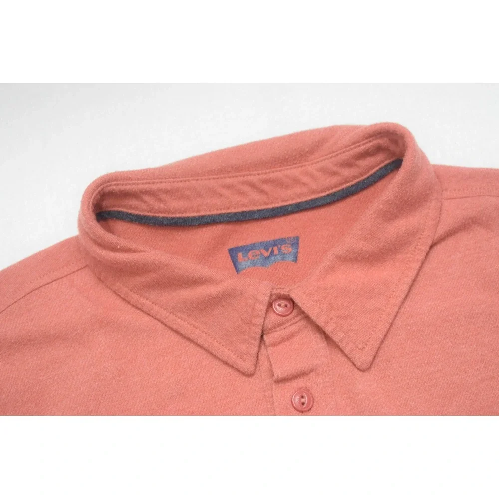Levi's Polo Shirt Salmon Short Sleeve‎ Front Pocket Cotton Blend Mens Large